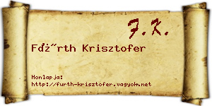 Fürth Krisztofer névjegykártya